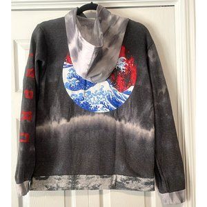 Fresh Laundry hoodie S Small Japan water sea fire tie dye gray Great Wave Kanaga